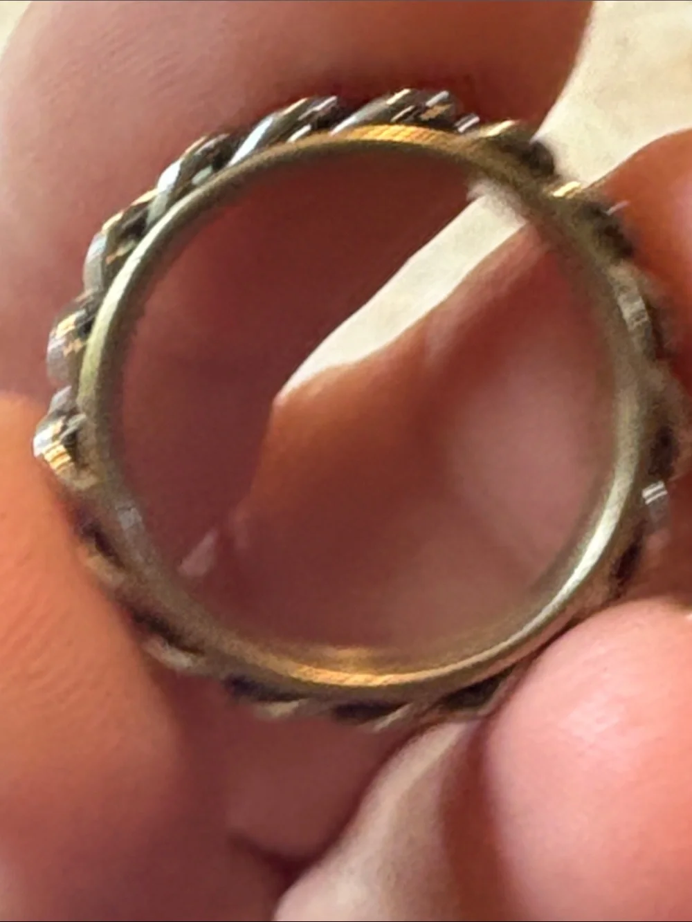 Men's Two-Tone Chain Inlay Ring - Silver and Gold Size 7.5